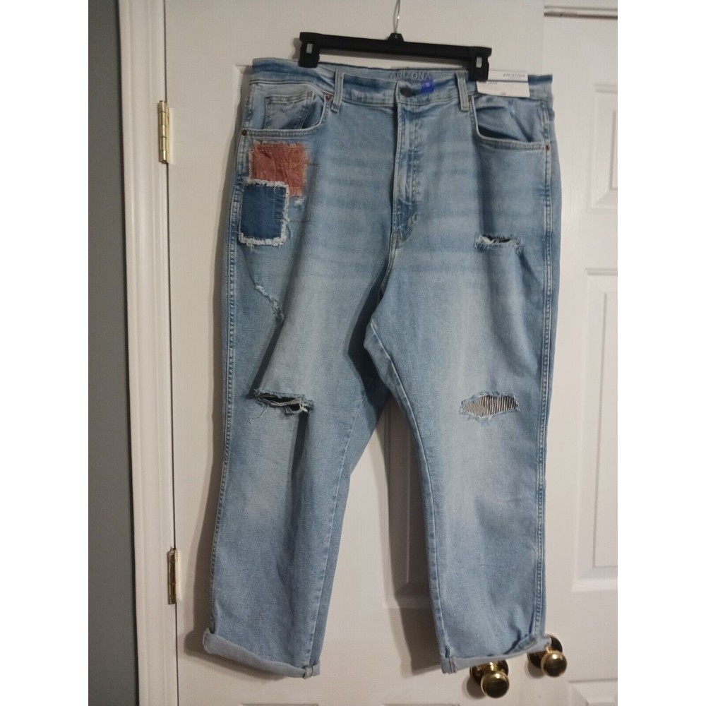 NWT Women's/Jr Girls Arizona High Rise Destructed Mom Jeans Size 23